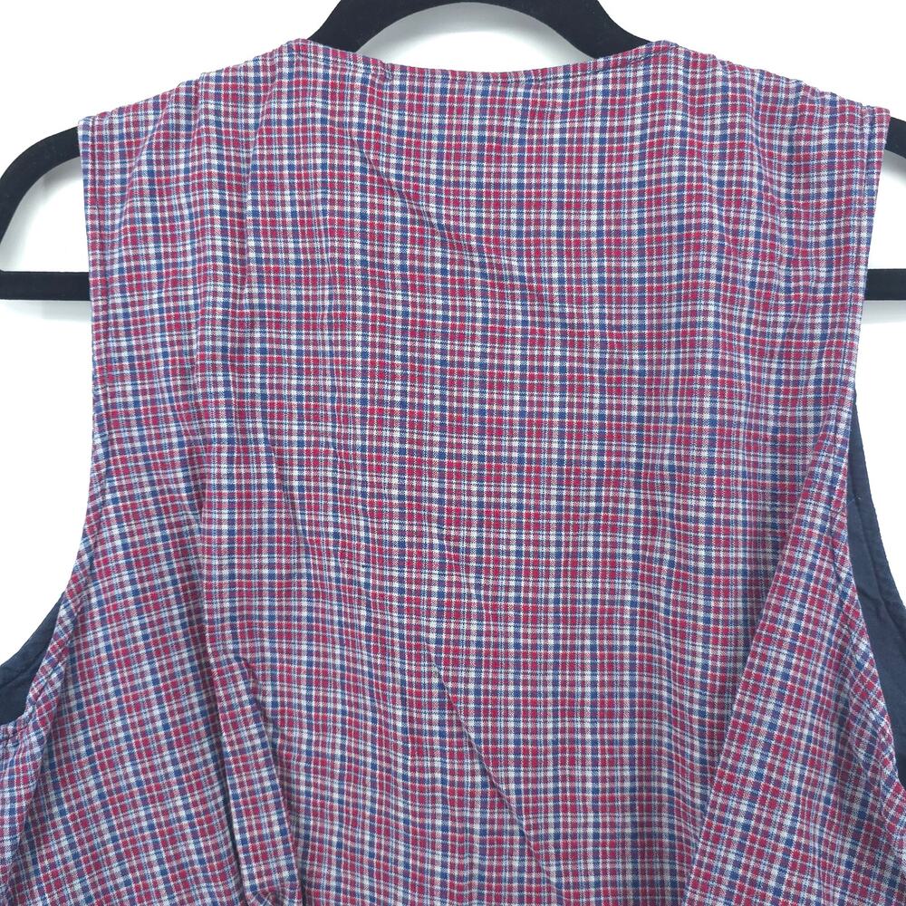 Vintage Casey&Max Cottagecore Quilt Velvet Sewn Floral Plaid Button Down Vest L - Picture 9 of 10